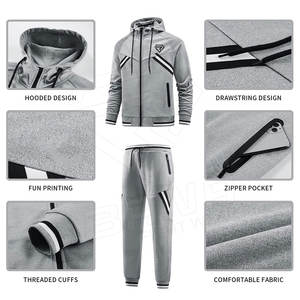 Ropa deportiva de talla grande Casual verano hombres chándales al por mayor cintura elástica manga larga personalizar Logo impresión 100% algodón - Product Image 3