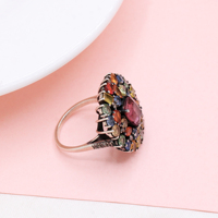 Bague en argent sterling 925 massif avec saphirs et rubis naturels, certifiée IGI, sertie à griffes, bijoux faits à la main pour la vente en gros