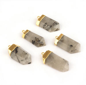 โรงงานขายส่งราคาธรรมชาติสีดํา rutile อัญมณีทอง electroplated diy เดี่ยวประกันตัวจี้เชื่อมต่อ DIY แฟชั่นเครื่องประดับ - Product Image 3