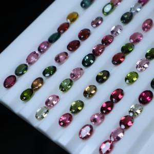 Vente en gros de pierres précieuses en tourmaline naturelle 6x4mm taille ovale, pierre semi-précieuse multicolore polie pour la fabrication de bijoux - Product Image 4