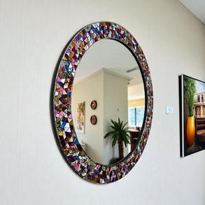 Modern <b>Wall</b> <b>Mirror</b> Unique Fancy Elegant Classic Vintage Personalized Blue & White Mosaic <b>Round</b> Decorative <b>Mirror</b> Frame - Product Image 5