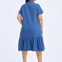 Robe longue décontractée et élégante en jean écologique pour femme, manches courtes, été, grande taille, tricotée, technique teintée unie, modèle simple