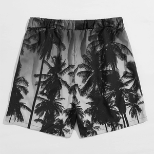 Pantalones cortos para hombre hechos a medida Palm Tree Purple Sunset Print Pantalones cortos casuales para hombre Color sólido Hombres cortos - Product Image 4