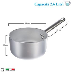 Agnelli professionale 18 cm in alluminio antiaderente con manico in acciaio inox realizzato in salsa italia Pan Ø 18 X H 10 cm - Product Image 2