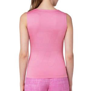 Camisetas sin mangas de fitness elásticas transpirables de alta calidad para mujer, logotipo personalizado, liso, verano, informal, cuello redondo, algodón/fibra de bambú - Product Image 2