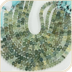 ลูกปัดพลอยสีเขียวน้ำเงินธรรมชาติขนาด6-7มม. ขนาดประมาณ8นิ้ว - Product Image 6