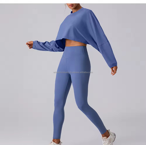 ชุดโยคะสองชิ้นสำหรับฟิตเนสยิมของผู้หญิงเลกกิ้งโยคะลายพื้นมีโลโก้เอวกลางสำหรับออกกำลังกายใน2025 - Product Image 5