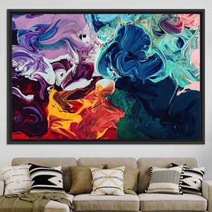 Œuvre d'art sur toile imprimée colorée, élégante et moderne - Design abstrait, TOILE ENCADRÉE NOIRE - Product Image 1