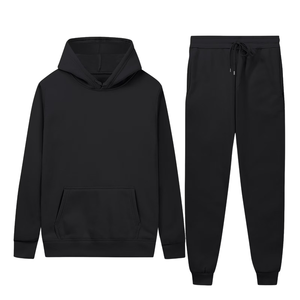 <b>Black</b> Pullover <b>Hoodie</b> Tracksuit With Jogger Pants For Men <b>Women</b> Winter Casual Sportswear Wholesale Factory OEM Custom Logo - Product Image 1