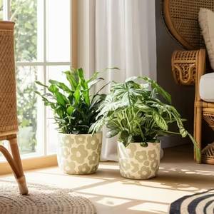 Juego de Macetas de Cerámica con Diseño Floral, Duraderas, Decorativas para Interiores, Elegantes y Modernas para el Hogar - Product Image 2