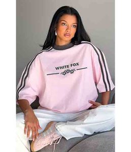 Camiseta Holgada de Verano Rosa Bebé, Ecológica, con Estampado, para Mujer - Product Image 1