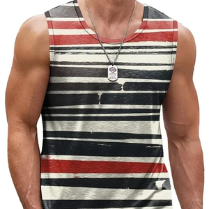 Funny 3D Color <b>Stripe</b> Printed Men's <b>Tank</b> <b>Top</b> Fashion Breathable Gym T-shirt Outdoor Run Fitness Sports Sleeveless Shirt Man Vest - Product Image 3