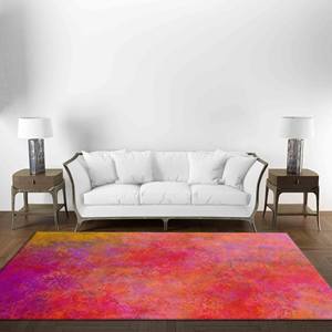 <b>Pink</b> Orange Abstract Rug: Modern Living Room Decor, Printed Rug,Nonwoven Soft Rug - Product Image 3