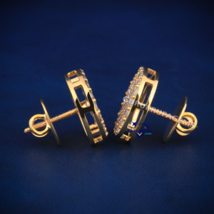 Pendientes de tuerca de Hip Hop de lujo con diamantes cultivados en laboratorio de corte brillante redondo 14Kt oro amarillo VVS claridad - Product Image 5