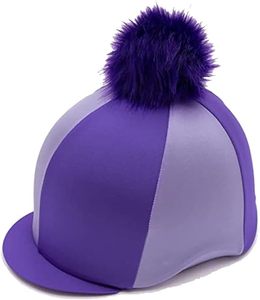 Chapeau d'équitation en soie Offre Spéciale sur violet et lilas avec pompon extra moelleux, housse de chapeau d'équitation rose bébé/rose vif - Product Image 3