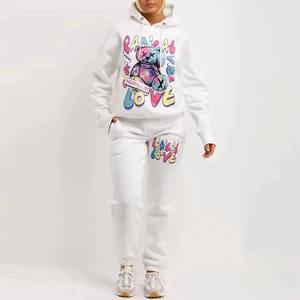 ชุดวอร์มแฟชั่นยอดนิยมสำหรับทุกเพศ ผ้าฟลีซ อุ่นสบายสำหรับฤดูหนาว ทรงหลวม สไตล์สปอร์ต ลายพิมพ์แบบฟอกสี  พร้อมฮู้ด - Product Image 1