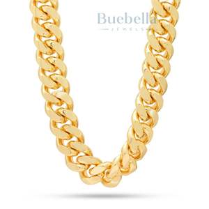 Chapado en oro de 14 quilates y plata 925 18mm Moissanite Iced Out Diamond Cadena de eslabones cubanos Joyería fina para hombres - Product Image 4