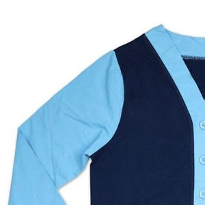 Suéter Cárdigan Universitario Personalizado en Azul Claro y Azul Marino, Chaqueta de Punto con Puños a Rayas para Uso Escolar, de Fraternidades y Hermandades - Product Image 2
