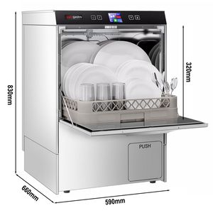 Lave-vaisselle professionnel encastrable - Panier de 500 mm - Commandes numériques - 3,55 kW - avec pompes de vidange, rinçage et détergent - Product Image 2