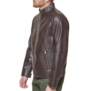 Veste en cuir de vache légère pour homme 2024, style streetwear, manches longues, col montant, imperméable, respirante, mode hiver haut de gamme - Product Image 3