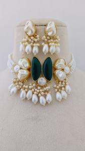 Aqua Nazaakat ชุดสร้อยคอประดับไข่มุกเม็ดเล็กชุบทองวัสดุทำจากทองเหลืองหนักสำหรับงานแต่งงานงานปาร์ตี้สินค้าจำนวนมาก - Product Image 3