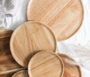Assiette de service en bois massif pour la maison et la cuisine Assiette en bois massif d'acacia naturel taille personnalisée à bas prix - Product Image 4