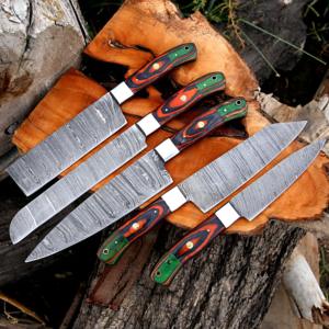 Juego de Cuchillos de Cocina de Acero de Damasco Hechos a Mano de Primera Calidad, 5 Piezas, Cuchillería Profesional para Chef, Ecológica, Ergonómica, con Mangos Ambidiestros - Product Image 2