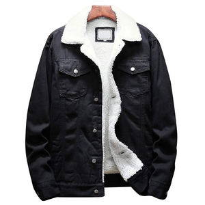 2024 Wholesale Fashion Spring <b>Jacket</b> Denim Big Pocket Black Color Casual Workwear <b>Jacket</b> <b>Men</b> Denim <b>Jacket</b> With <b>Sherpa</b> Inside - Product Image 4