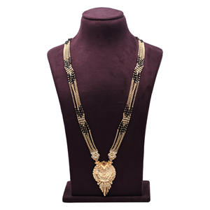 Colgante de Mangalsutra chapado en oro indio para mujer, cuentas negras tradicionales, boda ortodoxa, Mangalsutra - Product Image 1