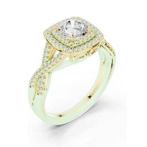 Anillo de Compromiso con Halo de Diamantes de Laboratorio de Corte Cojín de 1.22 CT, Claridad VVS-VS EF, Oro de 18K, 14K, 10K y Plata 925, Oro Rosa, Amarillo - Product Image 5