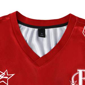 Camiseta de Entrenamiento Sublimada con Cuello en V, Altamente Recomendada, Nombre y Número del Equipo Personalizados, Ropa de Fútbol Retro de Malla de Poliéster - Product Image 3