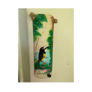 Bestseller Großhandel Paar Toucan farbige Kiefernholzteller hängend Ornament Handwerk Heimdekoration