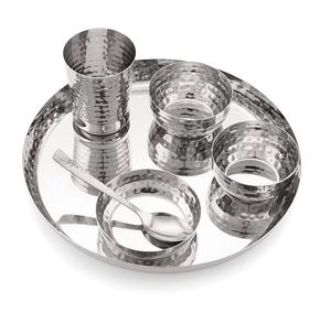 Juego Thali martillado de bajo precio para accesorios de cocina Juego de vajilla Thali pulido plateado a precios asequibles. - Product Image 3