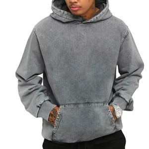 Ropa de calle personalizada Faded Hoodie French Terry Heavy Weight Drop Shoulder Cropped Sun Faded Acid Wash Hoodie Hombres algodón mezclado - Product Image 1