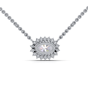 IGI Certified Lab Grown Diamond Oval Cut Double Halo Pendant in Solid 925 Sterling Silver Luxury <b>Cluster</b> Design - Product Image 2