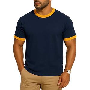 T-Shirt Homme Manches Courtes Froid O-Neck Stretch Séchage Rapide Respirant Sports100 % Coton Ringer T-shirts - Product Image 4