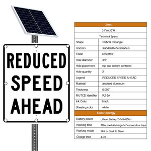 Señales de seguridad vial de aluminio de alta visibilidad con luces LED intermitentes alimentadas por energía solar y luces de advertencia lentas - Product Image 3