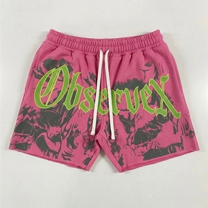 Shorts d'été personnalisés en molleton 100 % coton pour homme, style hip-hop, ourlet brut, délavé à l'acide, séchage rapide, écologiques - Product Image 3