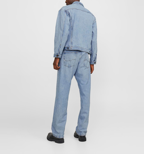 แจ็กเก็ตยีนส์คอตตอน100% สำหรับผู้ชายแจ็คเก็ตยีนส์สีพื้นลำลองสำหรับผู้ชายแจ็คเก็ตยีนส์ฤดูใบไม้ผลิกันลมมีกระเป๋าโลโก้ออกแบบได้ตามต้องการแฟชั่น - Product Image 4