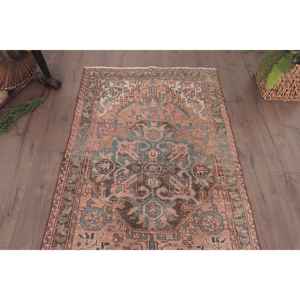 Alfombra Turca Vintage de Lana Azul, 3.4x12.4 pies (105x379 cm) - Product Image 4