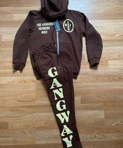 Trajes Deportivos de Invierno para Hombre de Alta Calidad al por Mayor, Impresión Serigráfica, Sólidos, Transpirables, Resistentes al Viento, 380g, Forro Polar de Spandex/Algodón con Capucha - Product Image 1