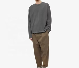 เสื้อยืดแขนยาวพิมพ์ลายโอเวอร์ไซส์สำหรับผู้ชายเสื้อคอกลมไหล่ตกหรูหรา - Product Image 3