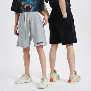 Pantalones cortos de jogging Vintage para hombre, ropa deportiva de verano con logotipo estampado de soplo personalizado, lavado a la piedra en blanco, lavado ácido con dobladillo crudo desgastado - Product Image 3