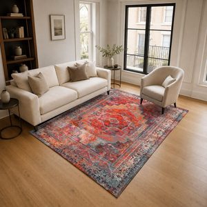 <b>RUGS</b> DEPOT LXDP-0995 Wholesale Red <b>Burgundy</b> Traditional Oriental Digital Printed Machine Washable Chenille Area <b>Rug</b> Non Slip - Product Image 2