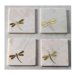 Handcrafted <b>White</b> Marble Tea <b>Coaster</b> New Trending Design Table Top Coffee Mat Manufacturer - Product Image 1