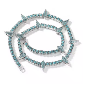 Collar de tenis de diamante de moissanita de alta calidad 925 plateado 2mm 3mm 4mm 5mm VVS CADENA DE TENIS Hiphop joyería - Product Image 1