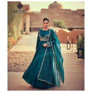 Vêtements ethniques indiens Soie de qualité supérieure avec broderie avec véritable Georgette Strugs Style Dupatta Robes de créateurs fantaisie pour vêtements de mariage - Product Image 2