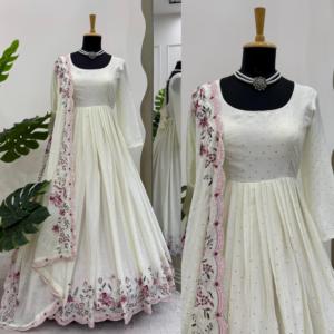 ชุดเดรส Anarkali ผ้าไหมชินนอน ดีไซน์เนอร์ งานดีไซน์ชั้นเยี่ยม สำหรับงานแต่งงาน งานปาร์ตี้ และงานเทศกาล ราคาไม่แพง - Product Image 5