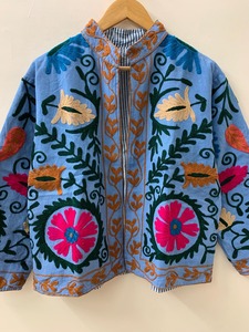 Abrigo Boho Suzani, chaqueta Suzani para mujer, chaqueta bordada de algodón indio, abrigo corto Floral hecho a mano, bata Suzani - Product Image 4