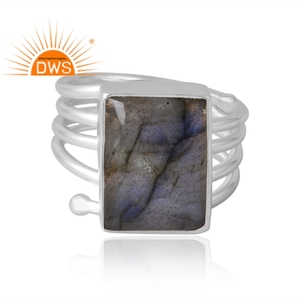 Hot selling 925 sterling silver natural <b>labradorite</b> gemstone <b>ring</b> custom jewelry manufacturer - Product Image 3